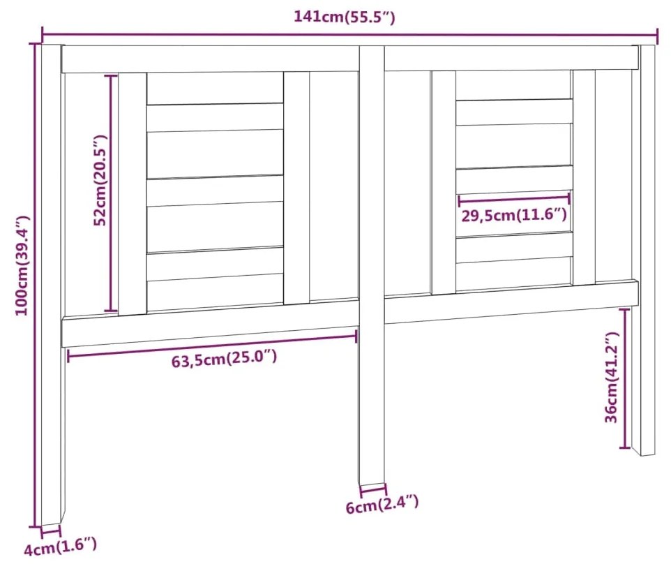 vidaXL Κεφαλάρι Κρεβατιού Λευκό 141 x 4 x 100 εκ. Μασίφ Ξύλο Πεύκου