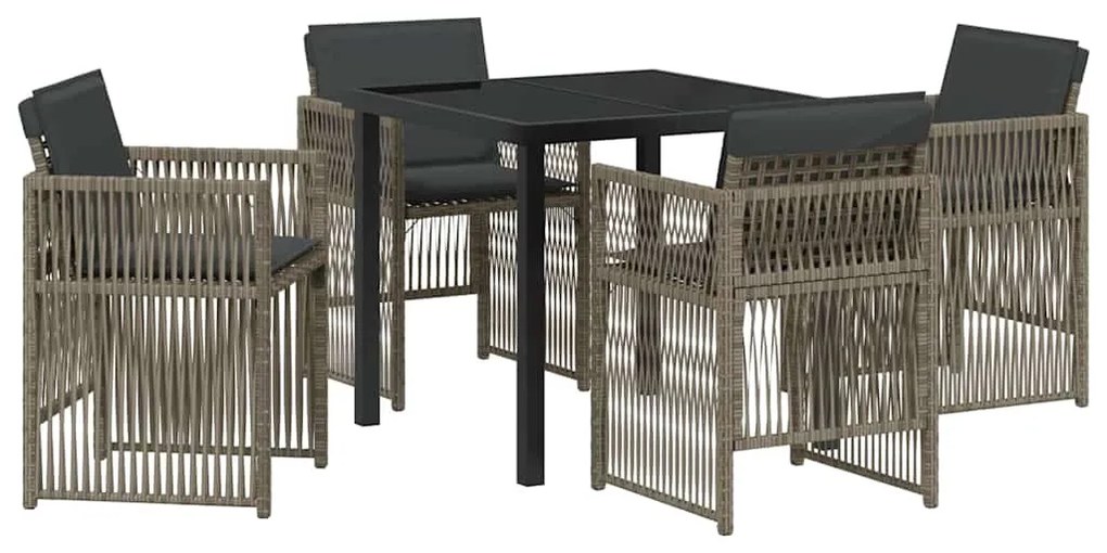 vidaXL Σέτ φαγητού για κήπο 5 pcs Γκρι Πολυ ράταν
