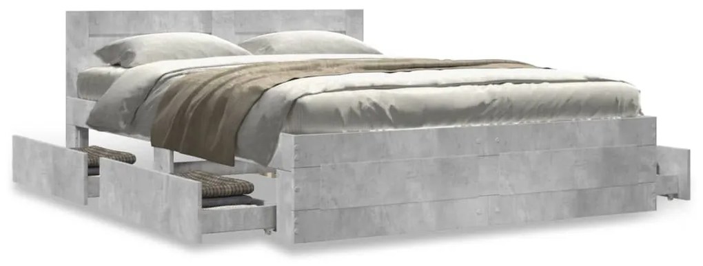 Πλαίσιο Κρεβατιού με Κεφαλάρι Γκρι Σκυρ. 140x200 εκ. Επεξ. Ξύλο