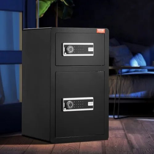 VEVOR Double Door 4.5 cu.ft Safe Box with Key Lock Password Fireproof Bag Black