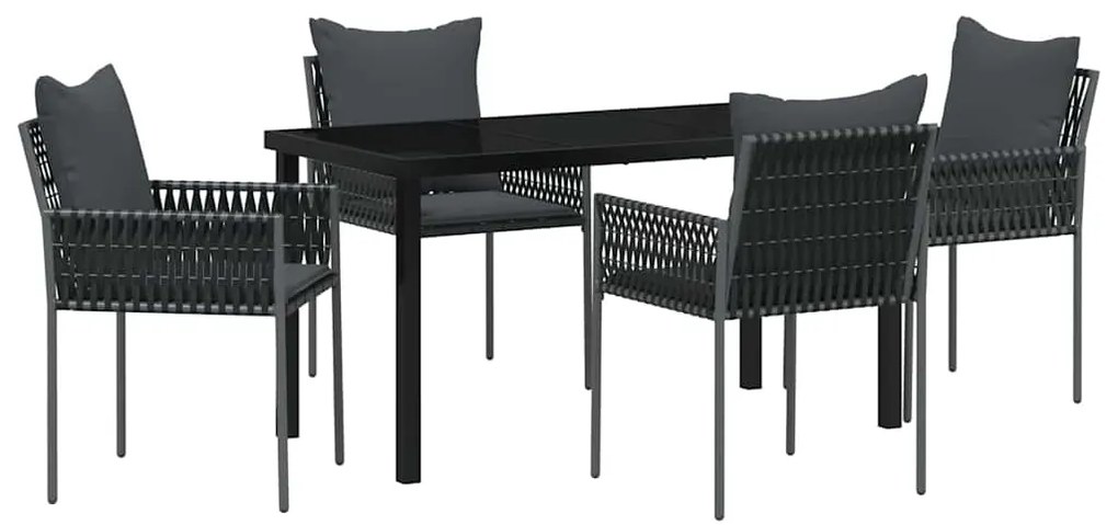 vidaXL Σέτ φαγητού για κήπο 5 pcs Μαύρο Πολυ ράταν