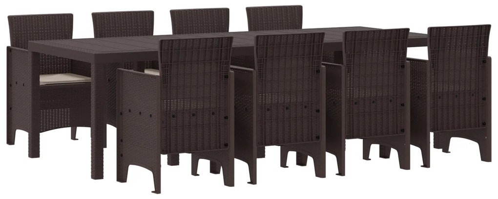 vidaXL Σετ Τραπεζαρίας Κήπου 9 pcs Καφέ 250 x 100 x 73 εκ