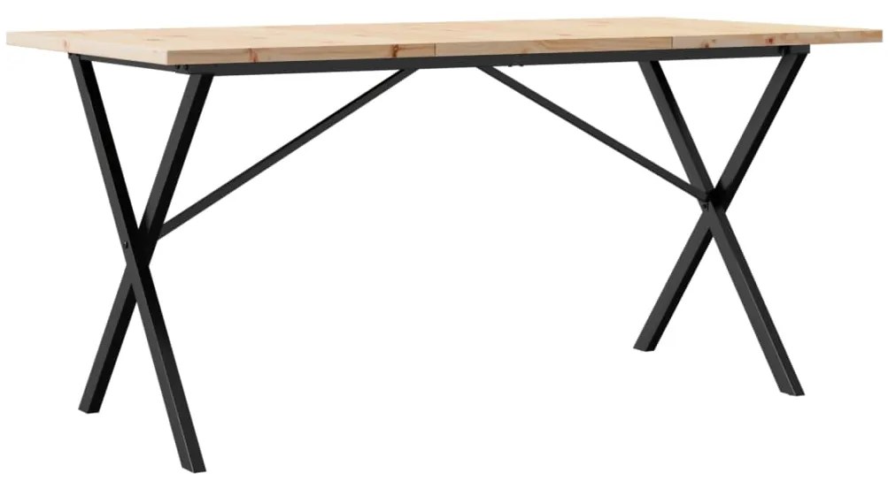 vidaXL Τραπέζι Τραπεζαρίας Πλαίσιο X Μασίφ Πεύκο/Ατσάλι