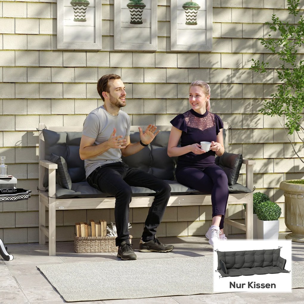 Outsunny Σετ Μαξιλαριών Εξωτερικού Χώρου για Πάγκο ή Κούνια Hollywood, Δίχρωμο, Πολυεστέρας, Αφρός, 180 x 110 x 8 cm, Σκούρο Γκρι