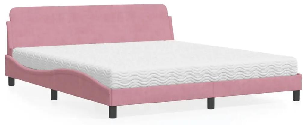 vidaXL Κρεβάτι με Στρώμα Ροζ 180x200 εκ. Βελούδινο