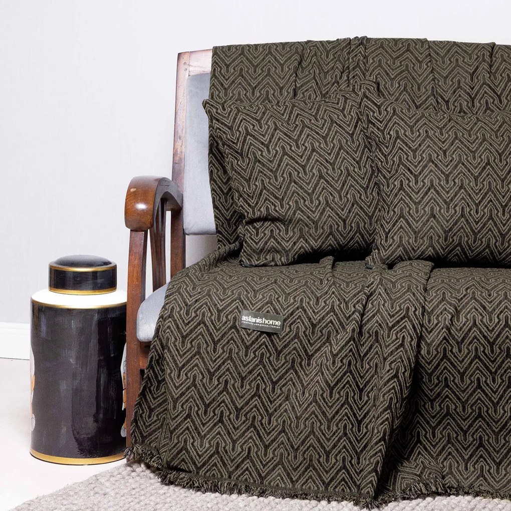 Ριχτάρι Καναπέ Διθέσιου (180x250) Aslanis Home Tymfi Μαύρο-Μπεζ