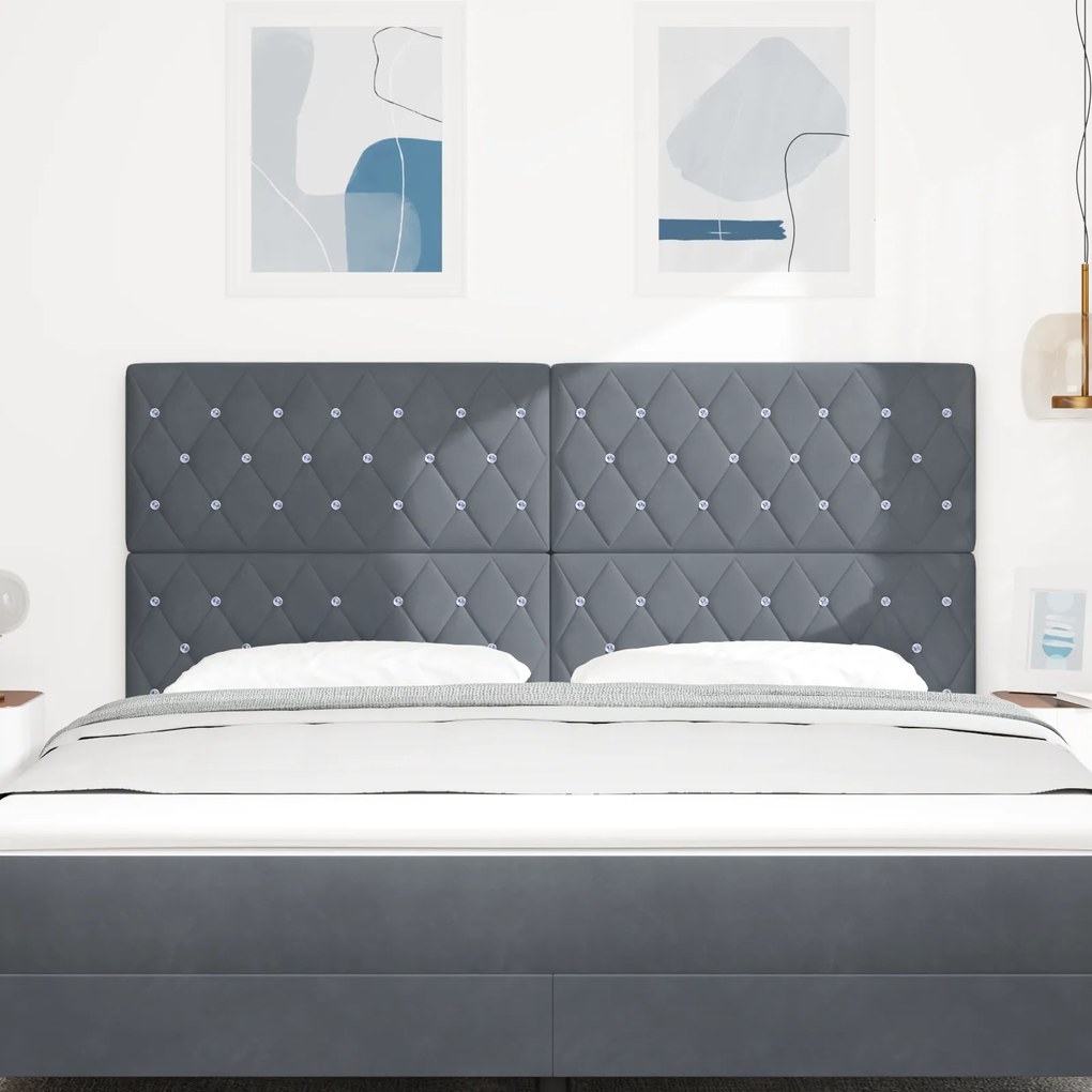 vidaXL Βελούδινο Κεφαλάρι Argyle Σκούρο γκρι 180 cm Βελούδο