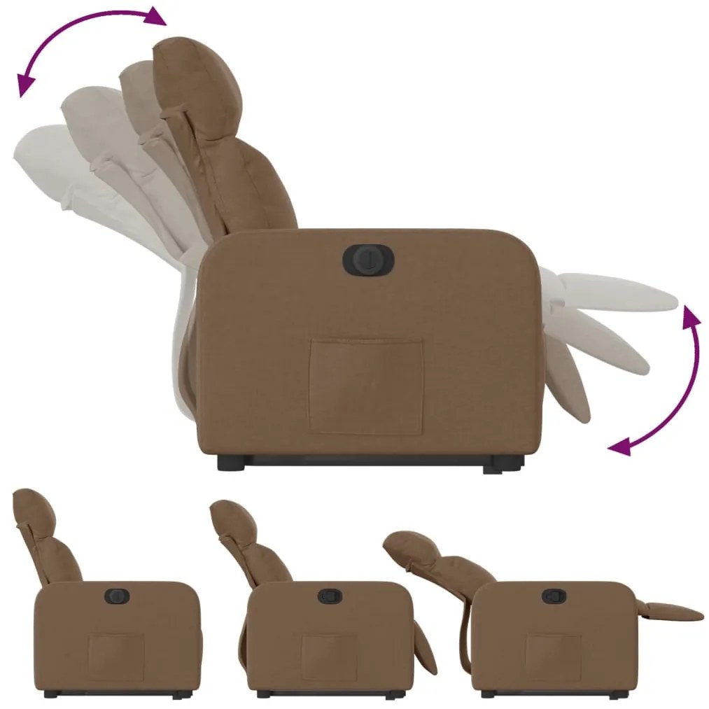 vidaXL Πολυθρόνα Ηλεκτρική Ανακλινόμενη Ανύψωση Σκ. Καφέ Υφασμάτινη