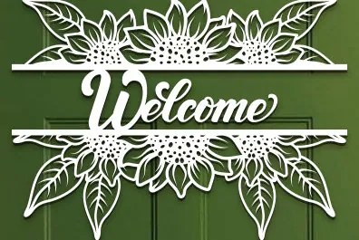 Intra απο ξύλο plywood 3mm-4mm πάχος – Sunflower Welcome Sign Wall Art Lasercut Δίασταση 40x30 cm INTRAFABR-100382122