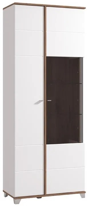 Βιτρίνα Burgundy 2K VS1 200 Λευκό - Flagstaff Oak -Λευκό Γυαλιστερό 78,5x40x197 εκ. 78.5x40x197 εκ.