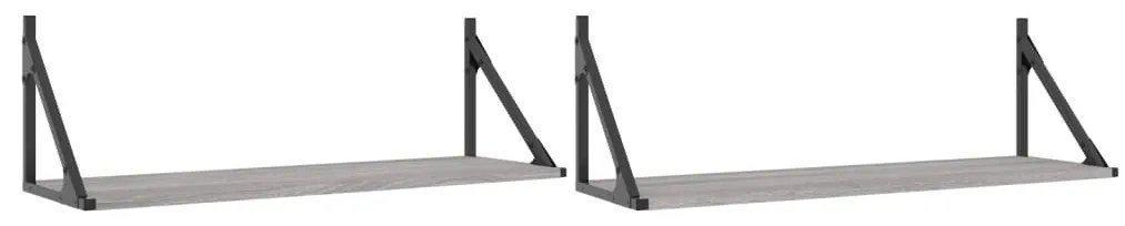 vidaXL Ραφιέρες Τοίχου 2 τεμ. Γκρι Sonoma 80x25x25,5 εκ. Επεξ. Ξύλο