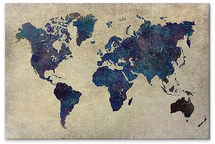 Πίνακας σε καμβά "World Map" Megapap ψηφιακής εκτύπωσης 75x50x3εκ.
