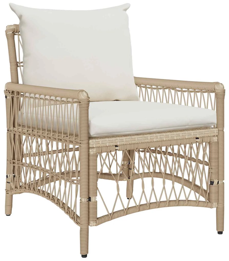 Καρέκλα Κήπου με μαξιλάρι Μπεζ 73 x 61 x 77 εκ συνθετικό ρατάν