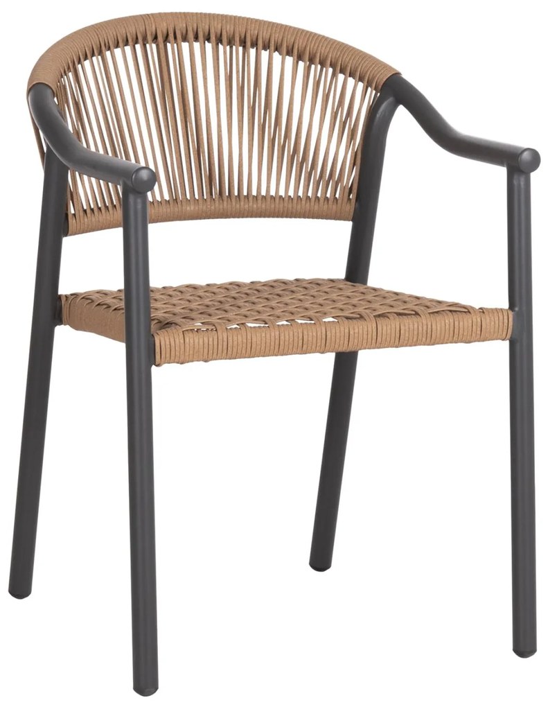 Καρέκλα - Πολυθρόνα KERLY C6050.10 Αλουμινίου Σκούρο Γκρί - Συνθετικό Rattan Μπέζ 54x58,5x76Υ εκ. 54x58.5x76 εκ.