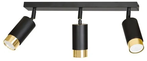 Σποτ Φωτιστικό Οροφής 3xGu10 Ατσάλι HIRO Made in Poland Emibig-965/3-Μαύρο-Χρυσό 965/3