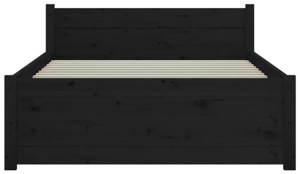 vidaXL Πλαίσιο Κρεβατιού Μαύρο 90 x 200 εκ. από Μασίφ Ξύλο