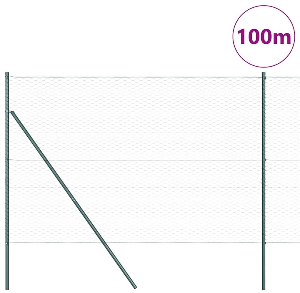 vidaXL Hexagon Fence Πράσινος 1.5x100 m Ατσάλι