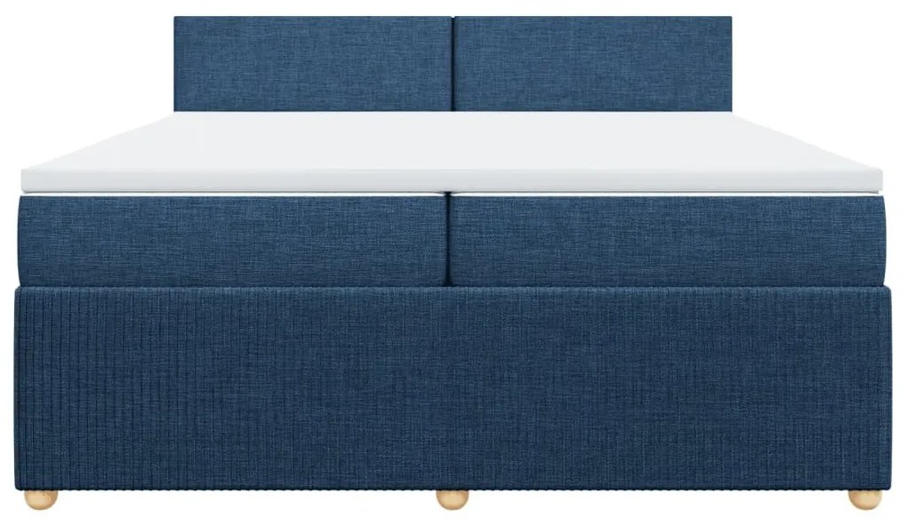 Κρεβάτι Boxspring με Στρώμα Μπλε 200x200 εκ. Υφασμάτινο - Μπλε