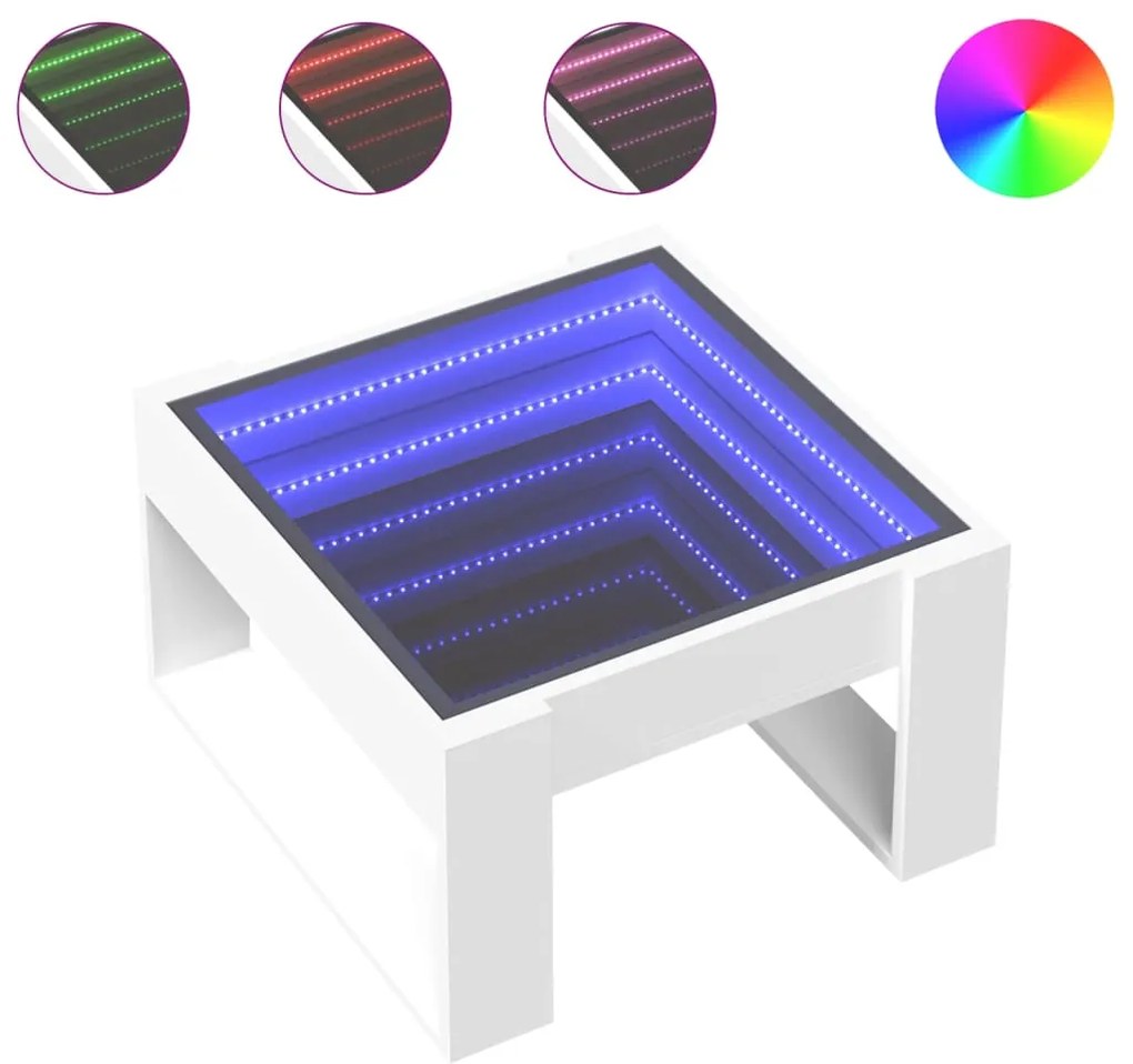 vidaXL Τραπεζάκι Σαλονιού Infinity LED Λευκό 50x53x30 εκ.