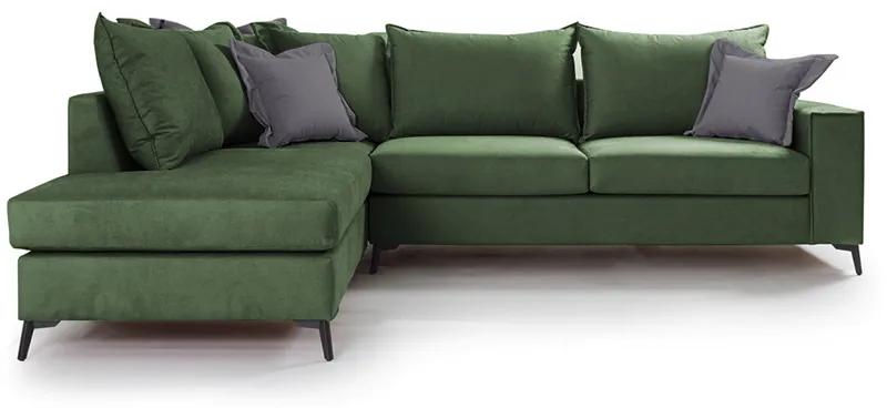 Γωνιακός καναπές δεξιά γωνία Romantic pakoworld ύφασμα κυπαρισσί-ανθρακί 290x235x95εκ - Ύφασμα - 168-000034