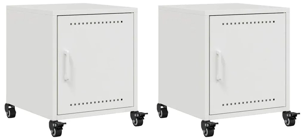 vidaXL Κομοδίνα 2 τεμ. Λευκό 36x39x43,5 εκ. από Χάλυβα