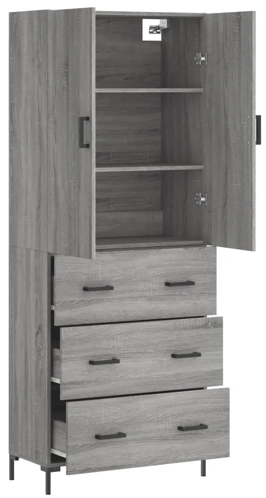 vidaXL Ντουλάπι Γκρι Sonoma 69,5 x 34 x 180 εκ. Επεξεργασμένο Ξύλο