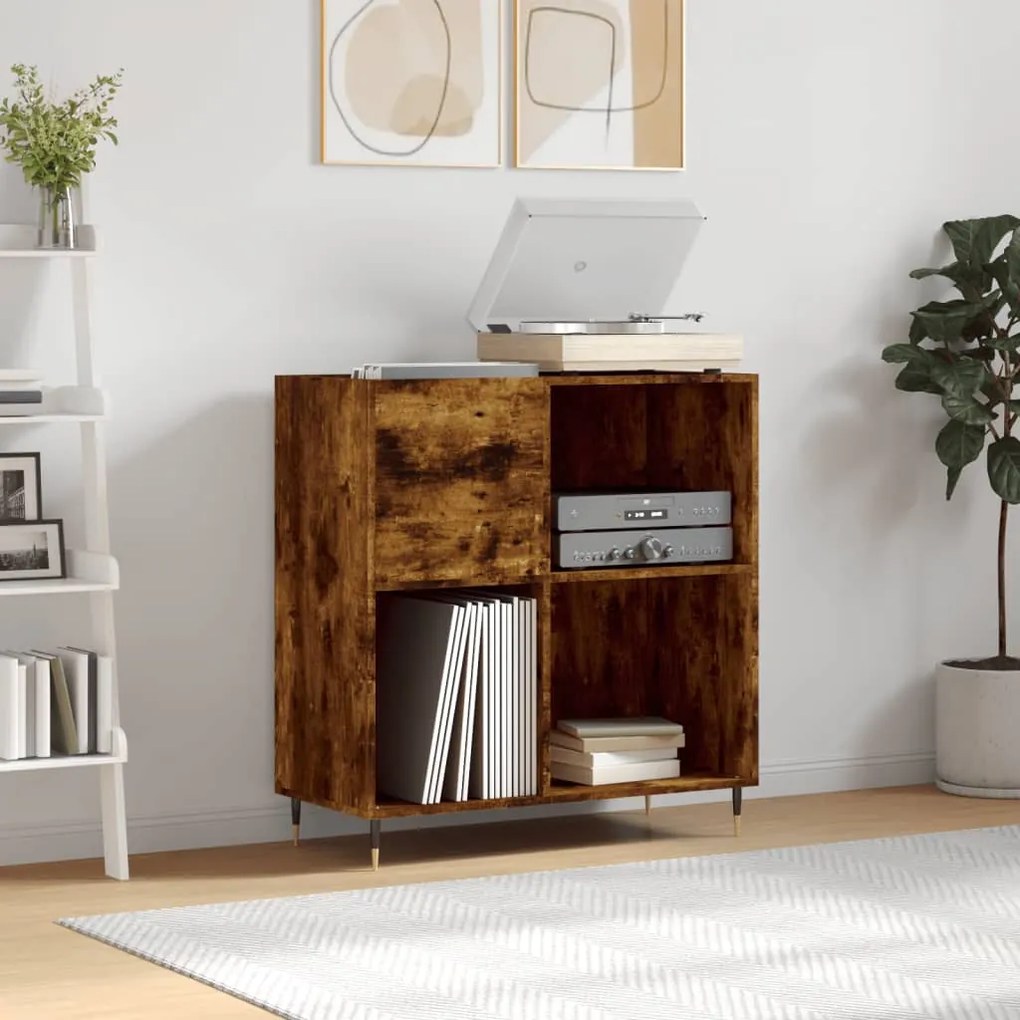 vidaXL Δισκοθήκη Καπνιστή Δρυς 84,5 x 38 x 89 εκ. από Επεξεργ. Ξύλο