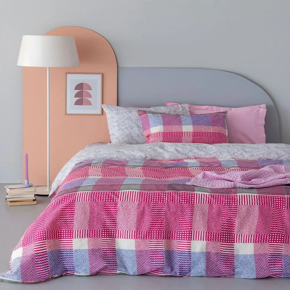 Σεντόνια FL6193 (Σετ 4τμχ) Pink Palamaiki Υπέρδιπλo 240x260cm 100% Βαμβάκι