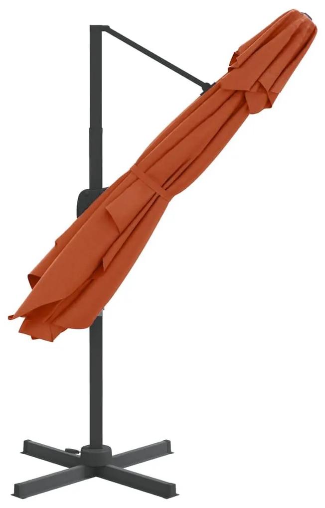 Κρεμαστή Ομπρέλα με Διπλή Κορυφή Κεραμιδί 400 x 300 εκ. - Πορτοκαλί