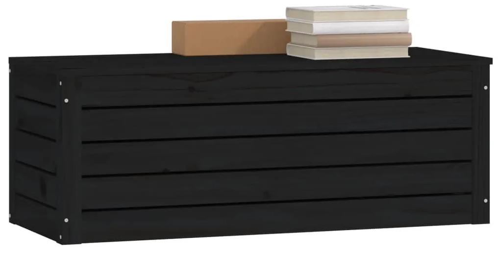 Κουτί Αποθήκευσης Μαύρα 89x36,5x33 εκ. Μασίφ Ξύλο Πεύκου - Μαύρο