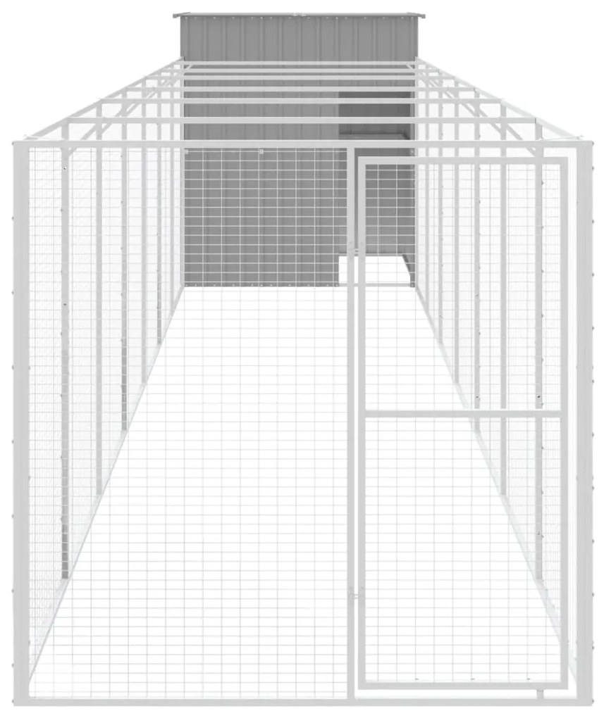 Σπιτάκι Σκύλου με Αυλή Αν. Γκρι 165x863x181 εκ. Γαλβαν. Χάλυβας - Γκρι