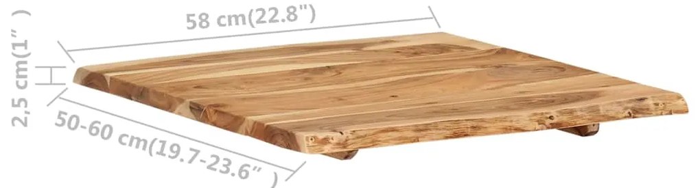 vidaXL Επιφάνεια Τραπεζιού 58 x (50-60) x 2,5 εκ. Μασίφ Ξύλο Ακακίας