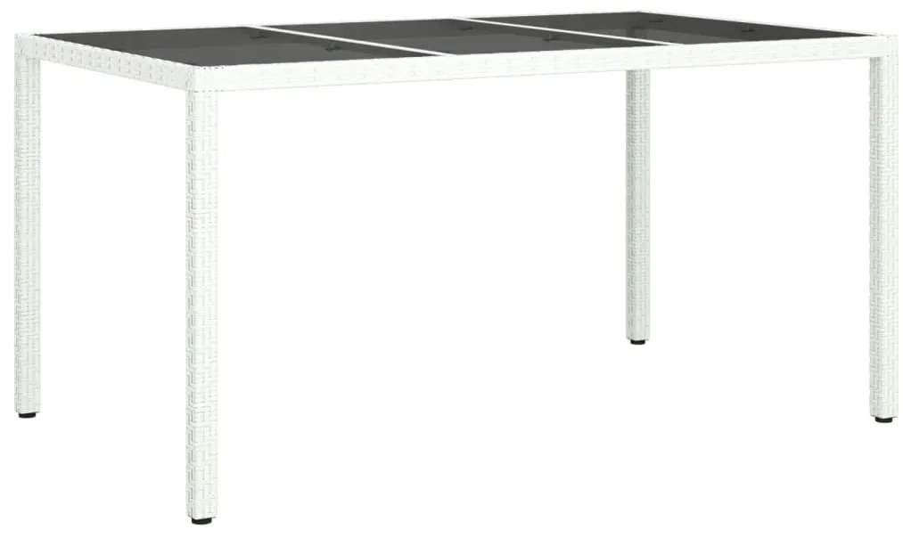 vidaXL Τραπέζι Κήπου Λευκό 150x90x75 εκ. Συνθετικό Ρατάν/Ψημένο Γυαλί