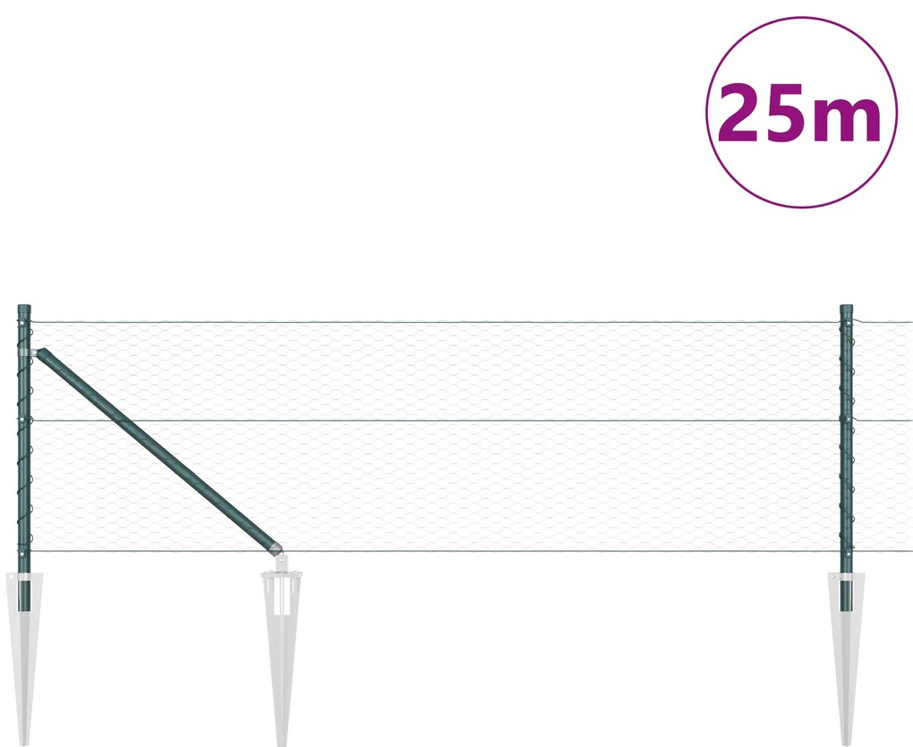 vidaXL Περίφραξη Hexagon Πράσινη 0.6x25 m Χάλυβας