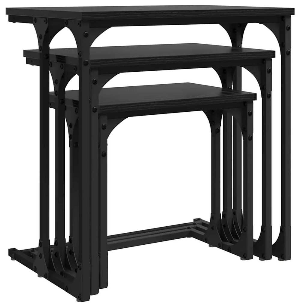 vidaXL Φωτιστικό Τραπεζάκι 3 pcs Μαύρη δρυς 50.5 x 35 x 53 εκ.
