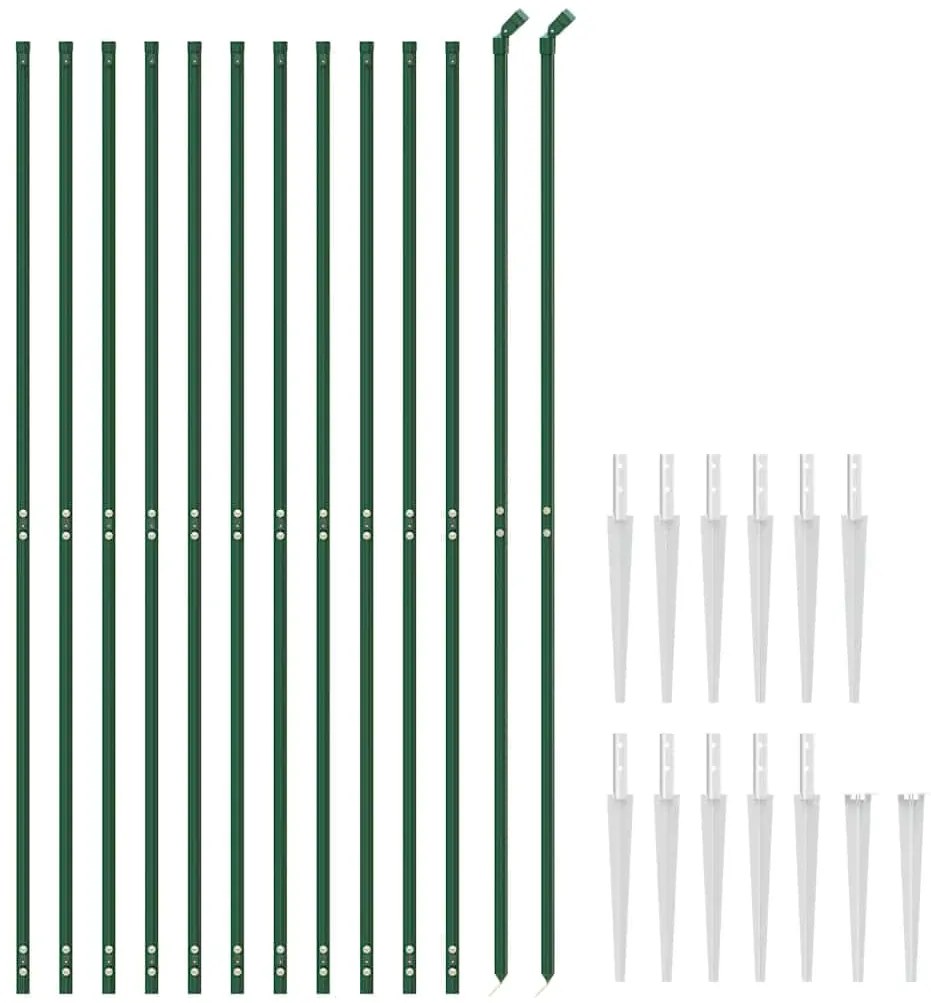 vidaXL Συρματόπλεγμα Περίφραξης Πράσινο 1,6 x 25 μ. με Καρφωτές Βάσεις