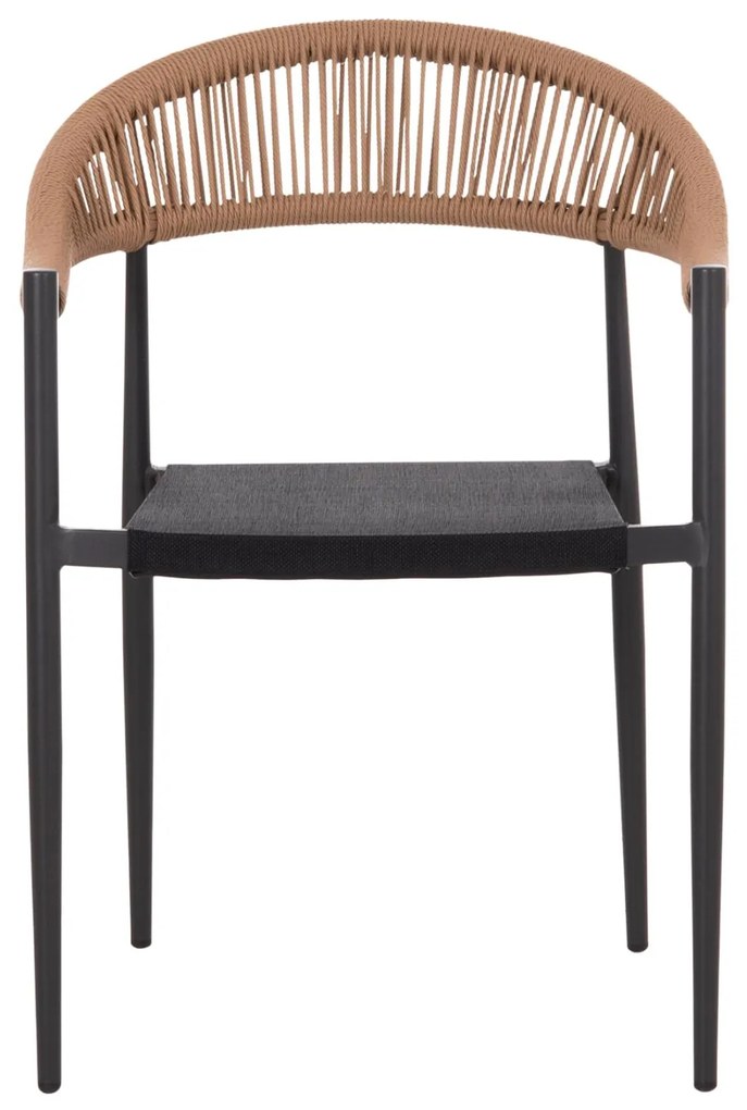 Καρέκλα Πολυθρόνα BERG C6284.02 Αλουμίνιο Μαύρο - Textilene Γκρί - P.E. Rattan Μπέζ 55x56x79Υ εκ. 55x56x79 εκ.