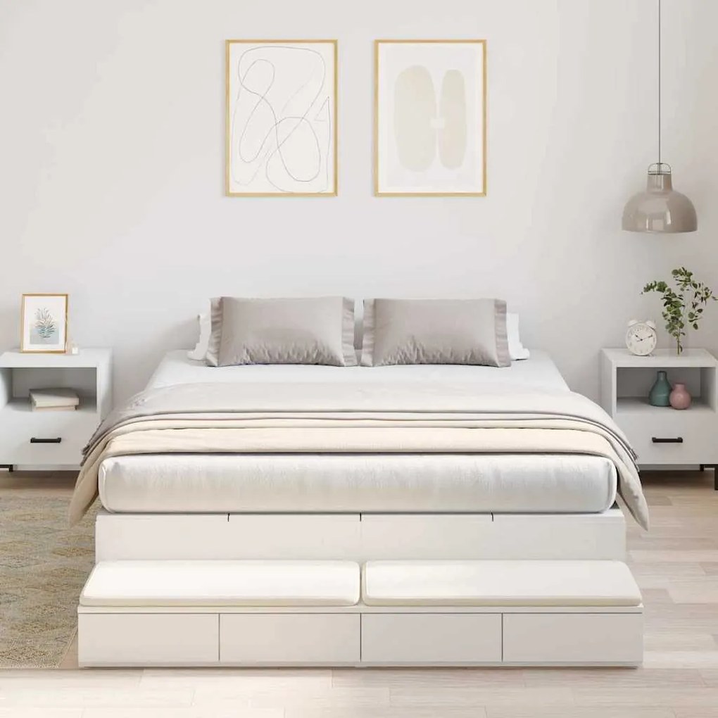 vidaXL κρεβάτι αποθήκευσης Λευκό 140x200 εκ