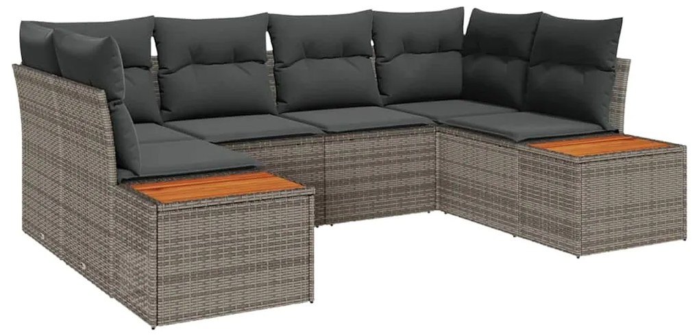 vidaXL Σετ Καναπέ Κήπου με μαξιλάρι 6 pcs Γκρι Πολυ ράταν