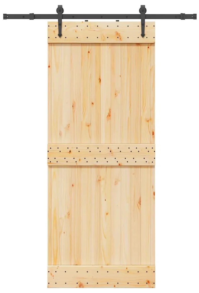 vidaXL Συρόμενη Μεσόπορτα με Μηχανισμό 85 x 210 εκ. Μασίφ Ξύλο Πεύκου
