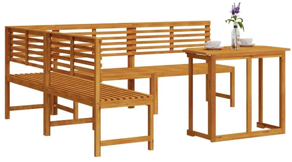 vidaXL Σετ Παγκάκι Κήπου 4 pcs Καφέ Μασίφ ξύλο ακακίας