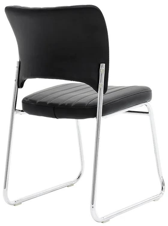Καρέκλα επισκέπτη Amelia pakoworld PU μαύρο-πόδι χρωμίου - Τεχνόδερμα - 217-000030