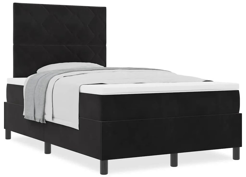vidaXL Κρεβάτι με ελατήρια με στρώμα Μαύρο 120 x 200 cm Βελούδο