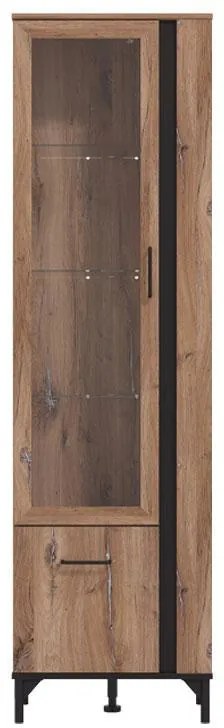 Βιτρίνα Corsica 1K VS1 Flagstaff Oak - Μαύρο 54,5x35x193 εκ. 54.5x35x193 εκ.