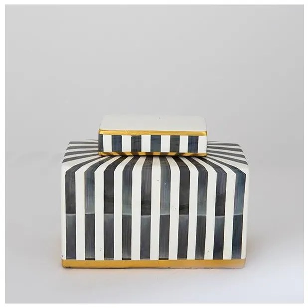 Βάζο Με Καπάκι Κεραμικό Μπλε &amp; Μαύρο 20.5x9x16cm 752-20098 Estheti-752-20098-Μπλε 752-20098