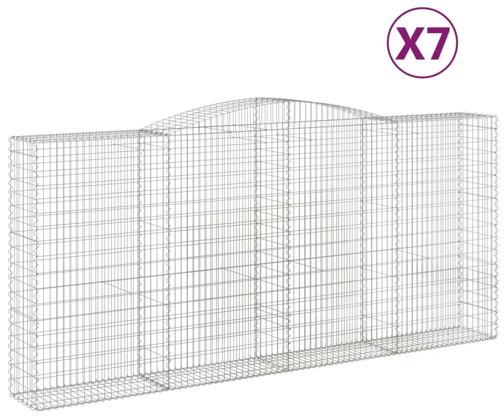 vidaXL Συρματοκιβώτια Τοξωτά 7 τεμ. 400x50x180/200 εκ. Γαλβαν. Ατσάλι