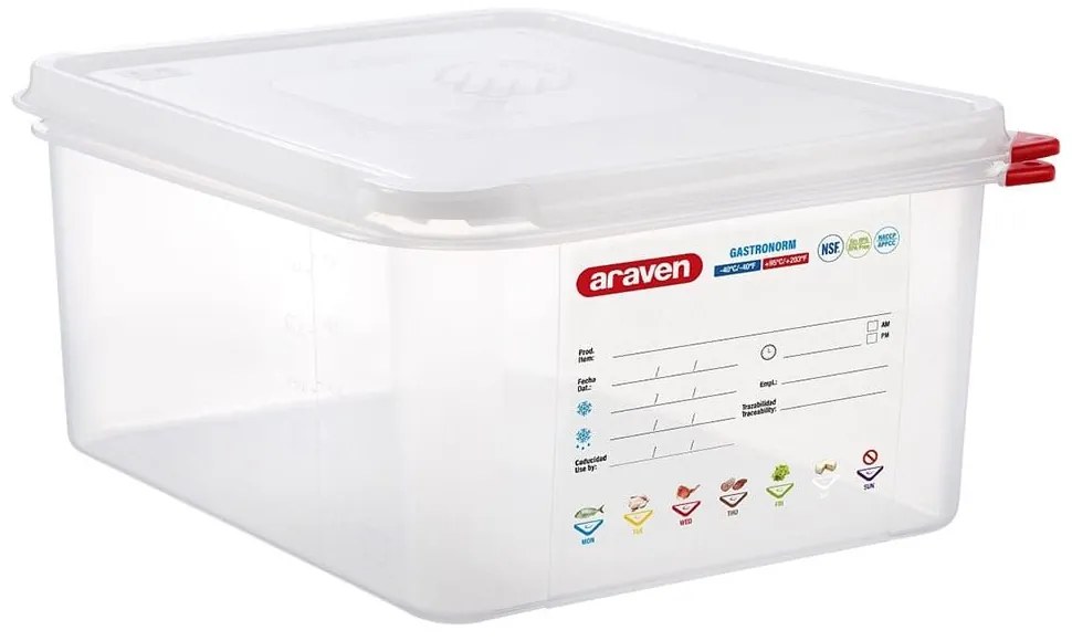 Φαγητοδοχείο Πλαστικό Hermet.Gn 1/2 AR00003034-10Lt 325X265X150Mm Araven Plastic