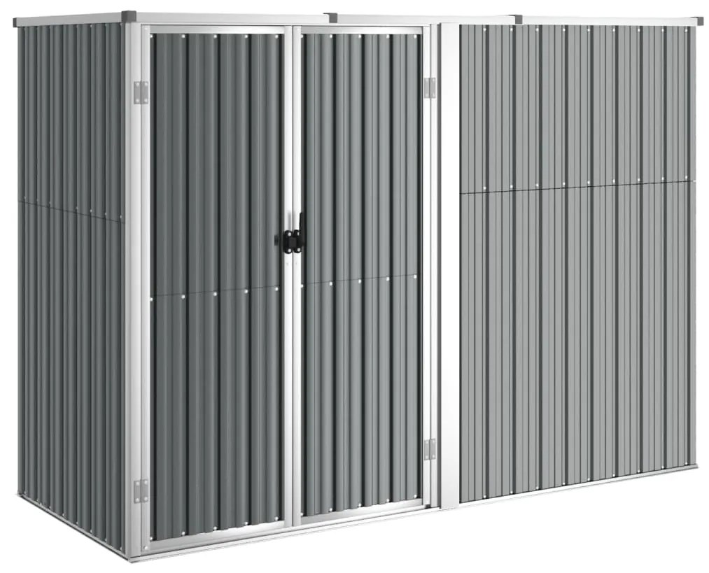 vidaXL Αποθήκη Εργαλείων Κήπου Γκρι 225 x 89 x 161 εκ. Γαλβαν. Ατσάλι