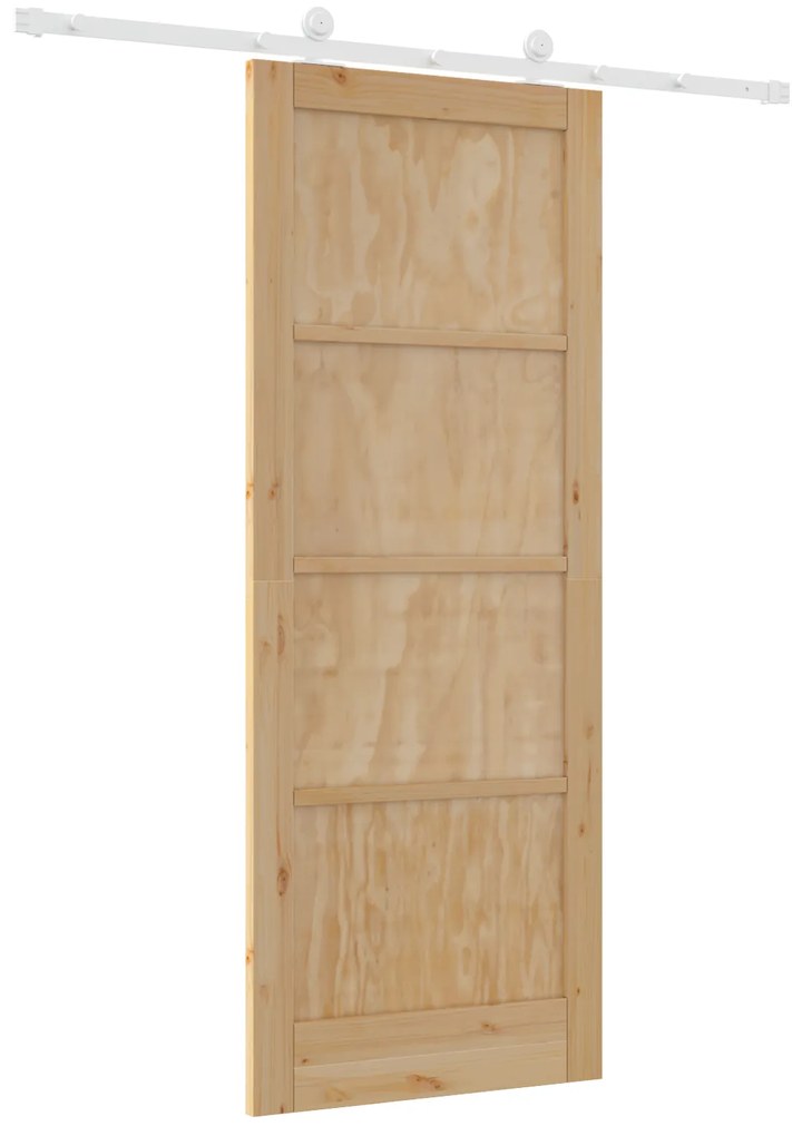 vidaXL Συρόμενη Πόρτα με Σετ Υλικών 83x211 cm Συμπαγές Ξύλο Πεύκου