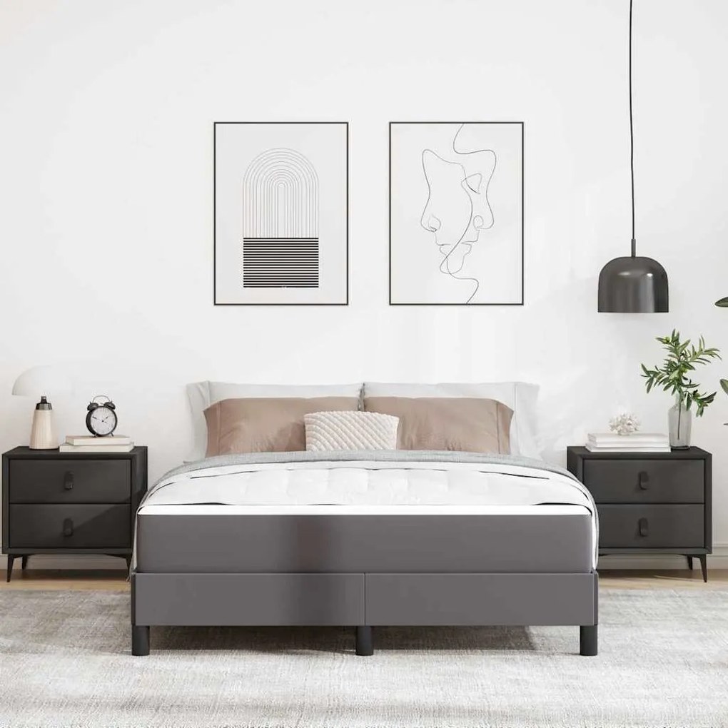 vidaXL Κρεβάτι Άλλο Γκρι 140 x 190 cm Τεχνητό δέρμα